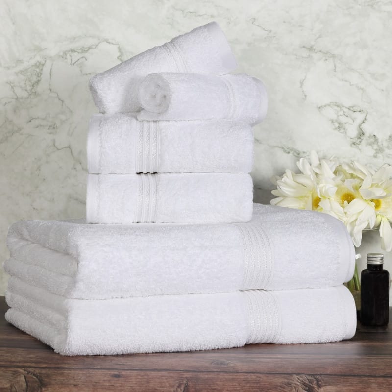 Blue Nile Mills Ibiza Egyptian Cotton 6 Piece Towel Set - White