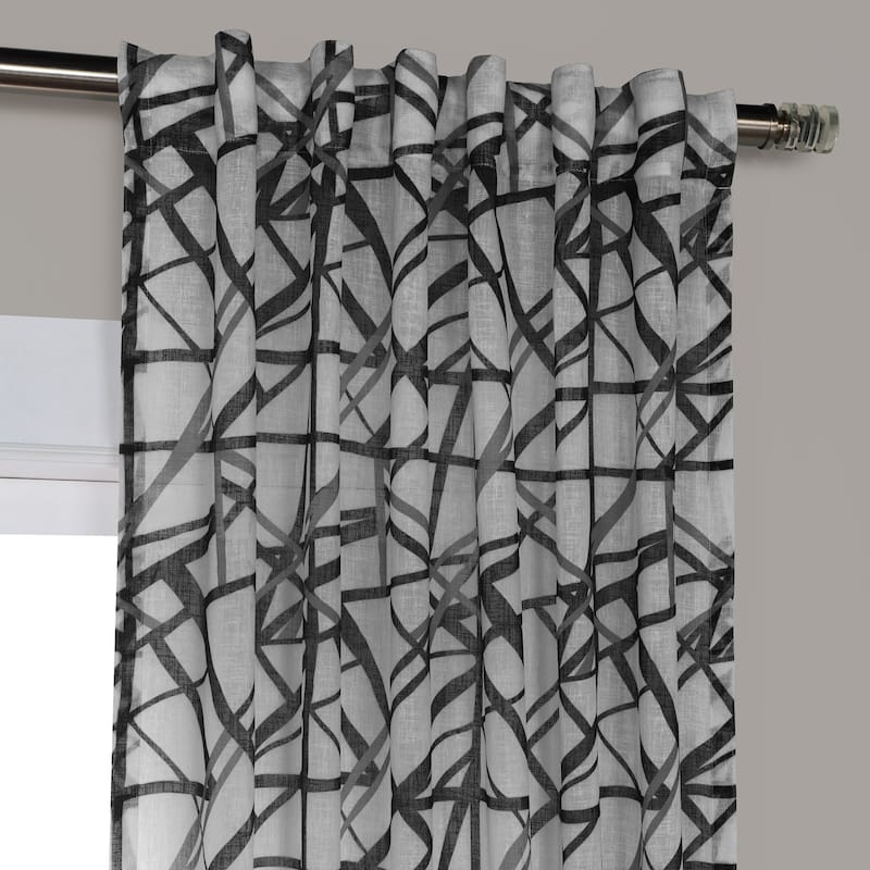 Exclusive Fabrics Matrix Printed Faux Linen Sheer Curtain (1 Panel)