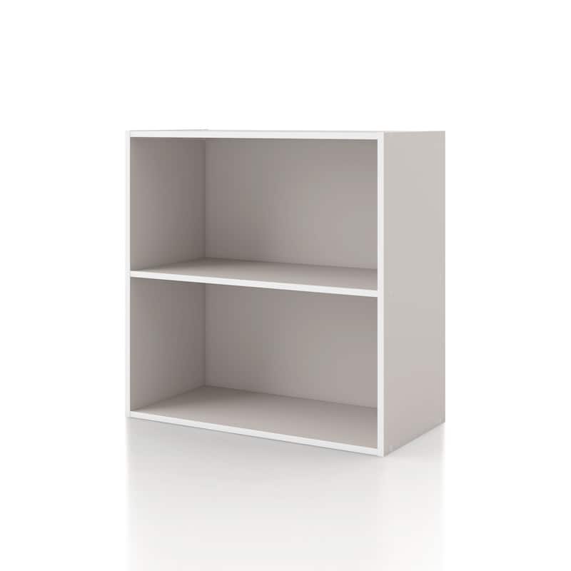 DH BASIC Modern Wood Customizable Stackable Storage Organizer - Cube Shelves, Drawer Cabinet, Bookcase with Doors by Denhour - 2-Tier - Taupe Grey