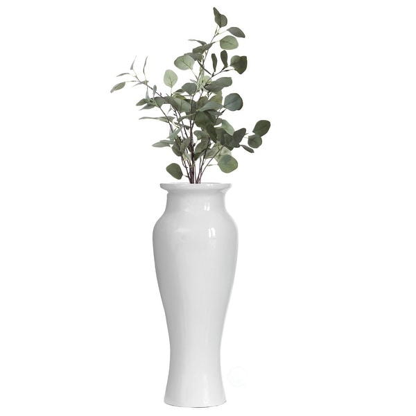 Modern Dining Trumpet Floor Vase, For Entryway and Living Room, White Fiberglass 24 inch. Opens flyout.