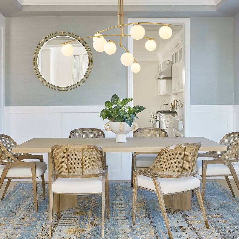 Mid-century 9-Light Tiered Branch Frosted Glass Semi-flush Mount - 51.2 in