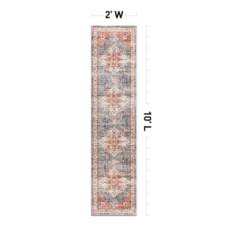 World Rug Gallery Traditional Distressed Washable Non Slip Area Rug