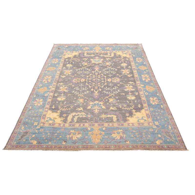ECARPETGALLERY Hand-knotted Modern Oushak Dark Grey Wool Rug - 11' 10" x 15'
