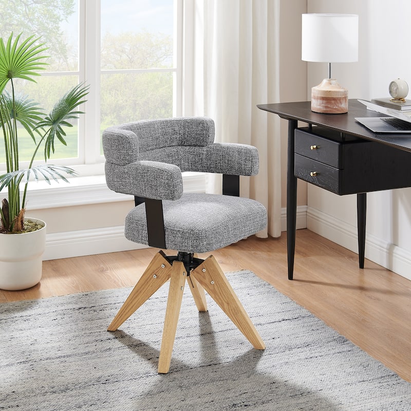 Art Leon Solid Wood Swivel Home Office Accent Desk Chair - Grey