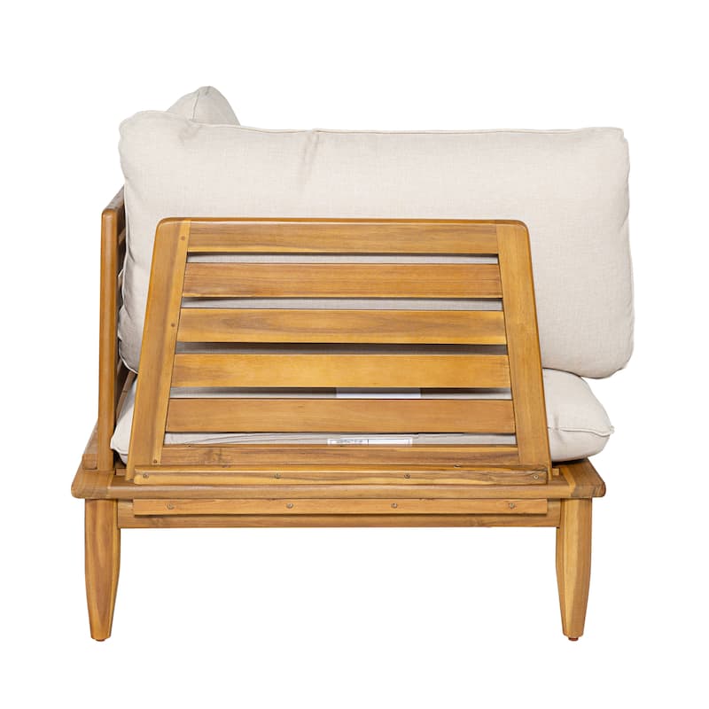 Scott Living Sacova Outdoor Acacia Wood 4-Seater Sofa, Teak Finish Frame with Beige Cushion