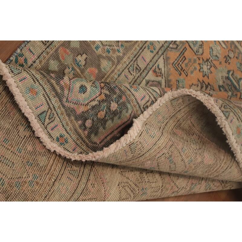 Hand Knotted Oriental 100% Wool Carpet Traditional Floral Oranges & Rust Tabriz Area Rug - 9' 5'' X 6' 5''