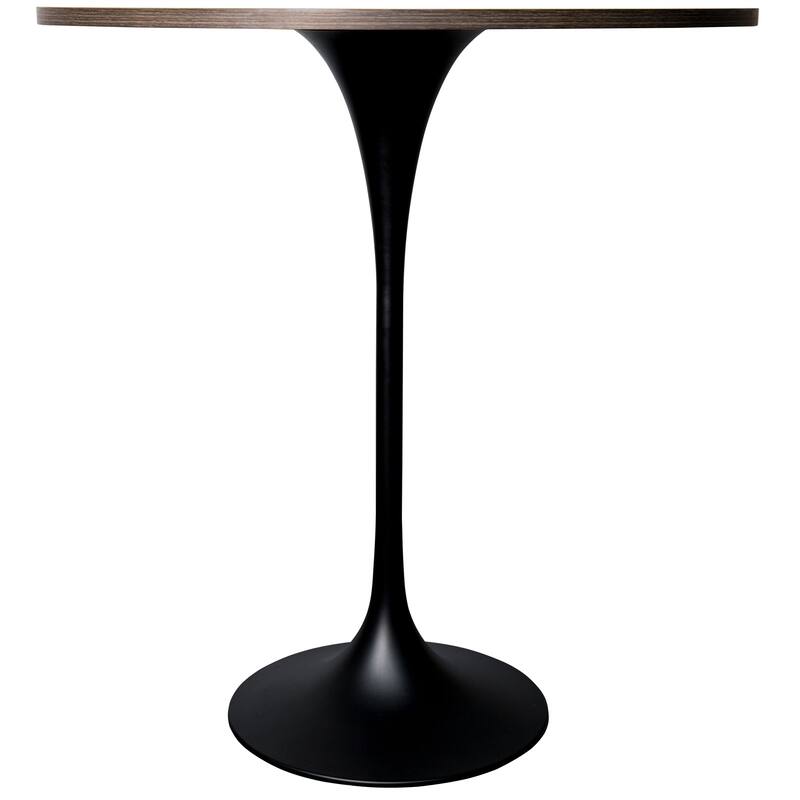 LeisureMod Verve 36" Bar Height Dining Table with MDF Round Top in Black Marbleized