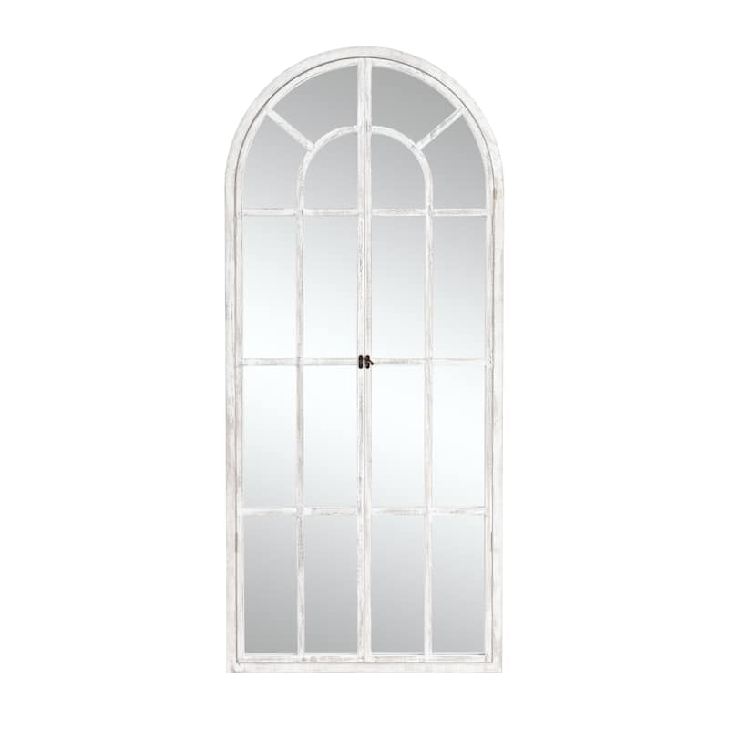 Rustic Wood Arched Window Wall Mirror - Distinctive Full Length Vanity Mirror