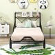preview thumbnail 13 of 21, Twin Size Metal Car Bed with Four Wheels, Guardrails and X-Shaped Frame Shelf Black - Twin