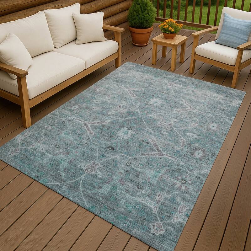 Machine Washable Indoor/ Outdoor Vintage Traditional Chantille Rug