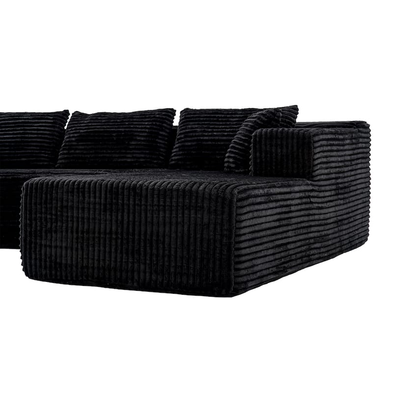 Black L-Shaped Compressed Foam Sofa – Ready-to-Use Sectional Couch with Chaise
