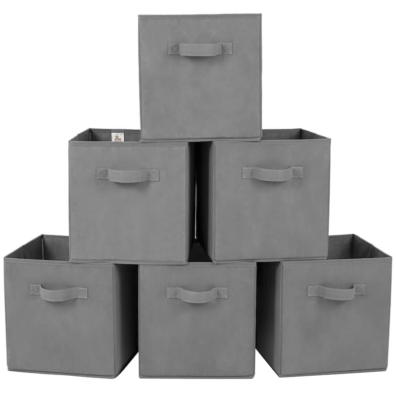 6 Pack Fabric Storage Cube Bins, Collapsible Cube Organizers with Handles