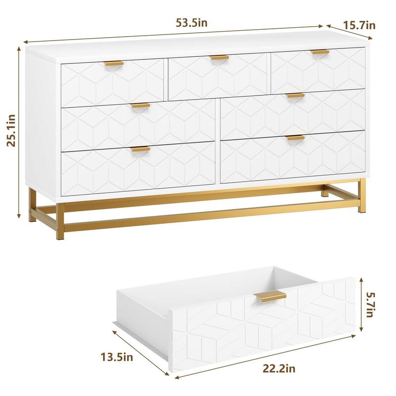 Dresser for Bedroom, 53.5" Large Drawer Dresser Organizer