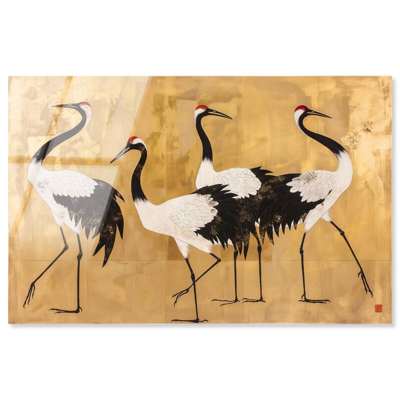 Birds of Gold Acrylic by Art Remedy, Ready to Hang - 45" x 30"