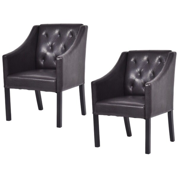 Shop Costway Set of 2 Accent Arm Chair PU Leather Tufted ...