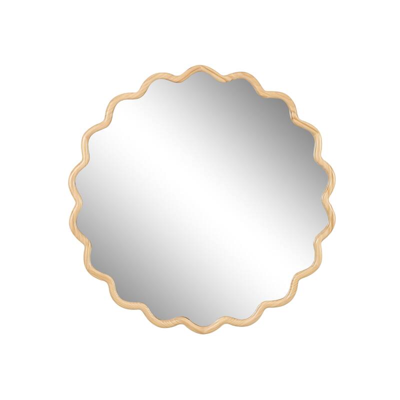 Modern Wavy Design 36" * 36" Decor Solid Wood Mirror