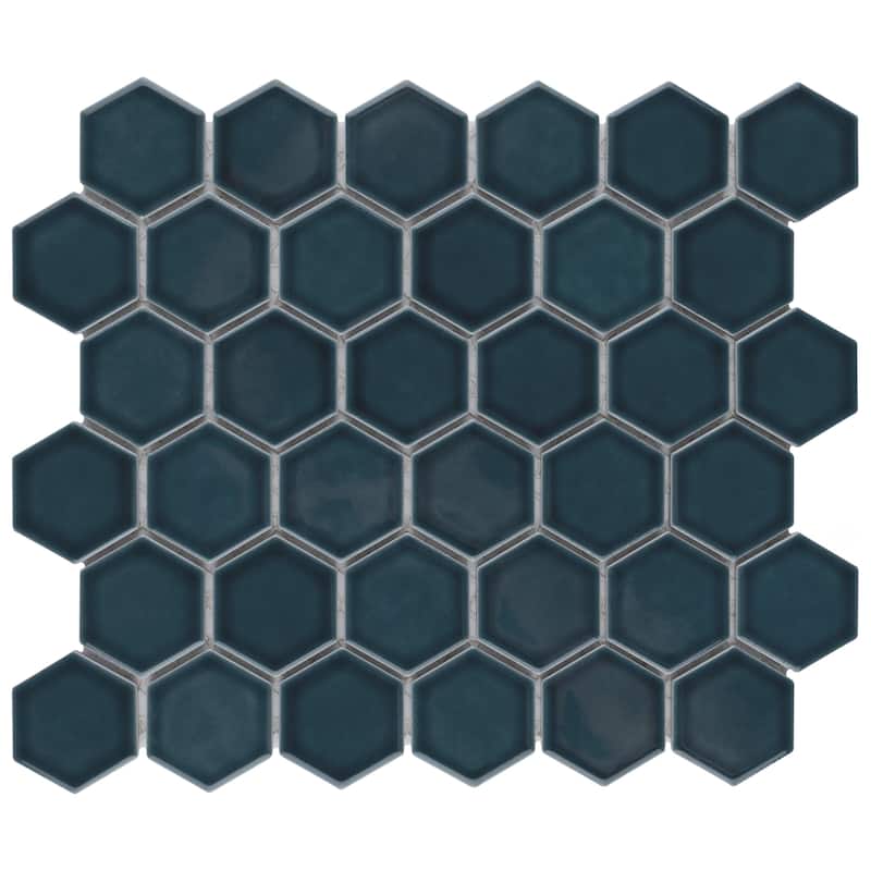 Merola Tile Tribeca 2" Hex Glacier Blue 11-1/8" x 12-5/8" Porcelain Mosaic Floor and Wall Tile