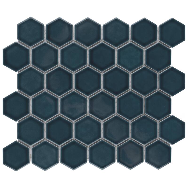 Merola Tile Tribeca 2" Hex Glacier Blue 6" x 6" Porcelain Floor and Wall Tile
