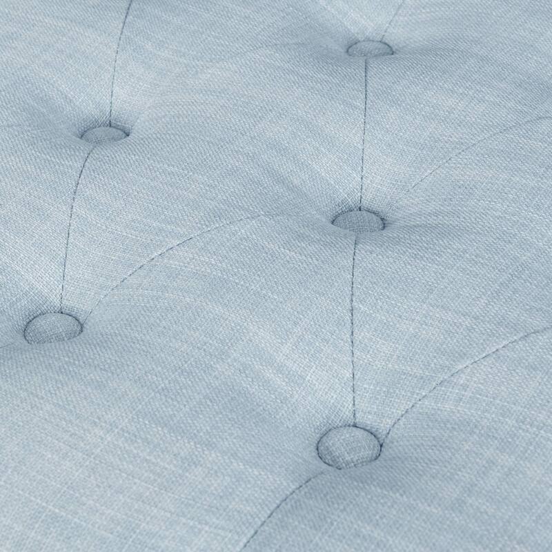 Roomfitters 49-Inch Tufted Top Storage Bench with Soft Close Lid and Solid Wood Legs, Light Blue Polyester Upholstery