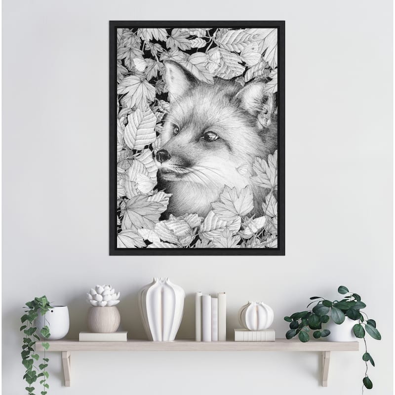 Fox and Forest by Ec Mazur Framed Canvas Wall Art