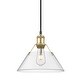 preview thumbnail 2 of 0, Yep by Golden Lighting Orwell 1-light 10in Pendant in Brushed Champagne Brass and Clear Glass - Gold