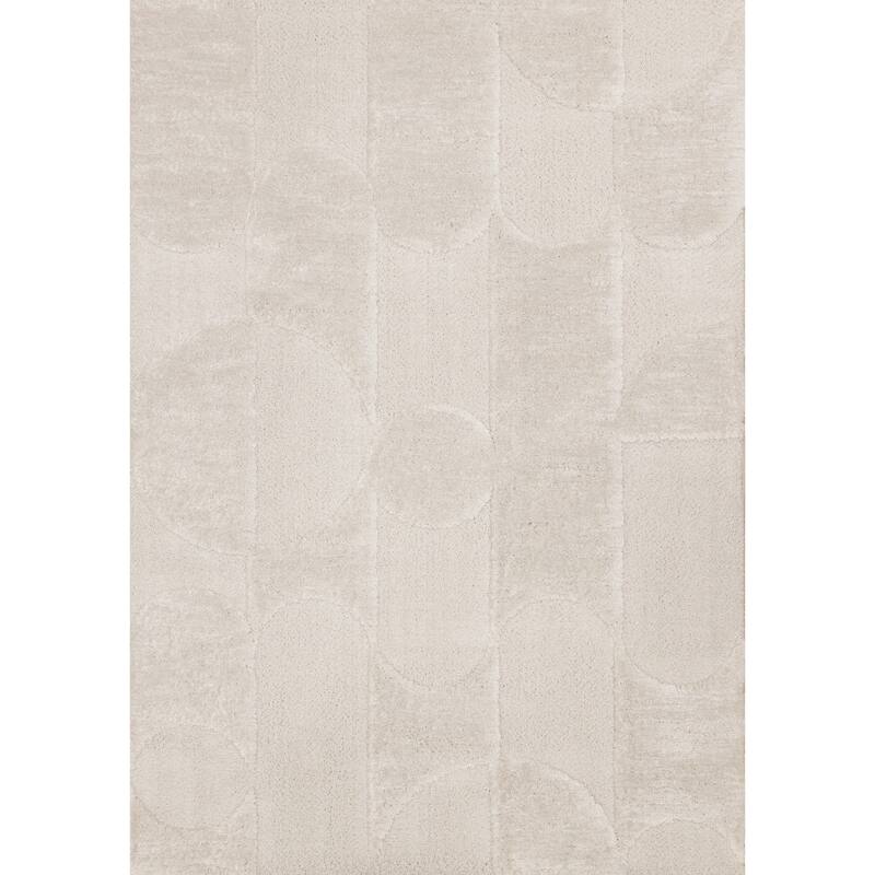 Luxurious Neutral White Overlapping Blocks Soft Textured Rug