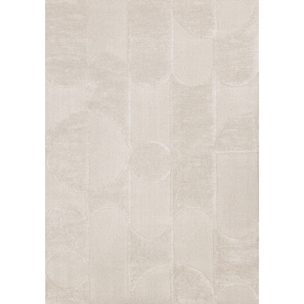 Luxurious Neutral White Overlapping Blocks Soft Textured Rug