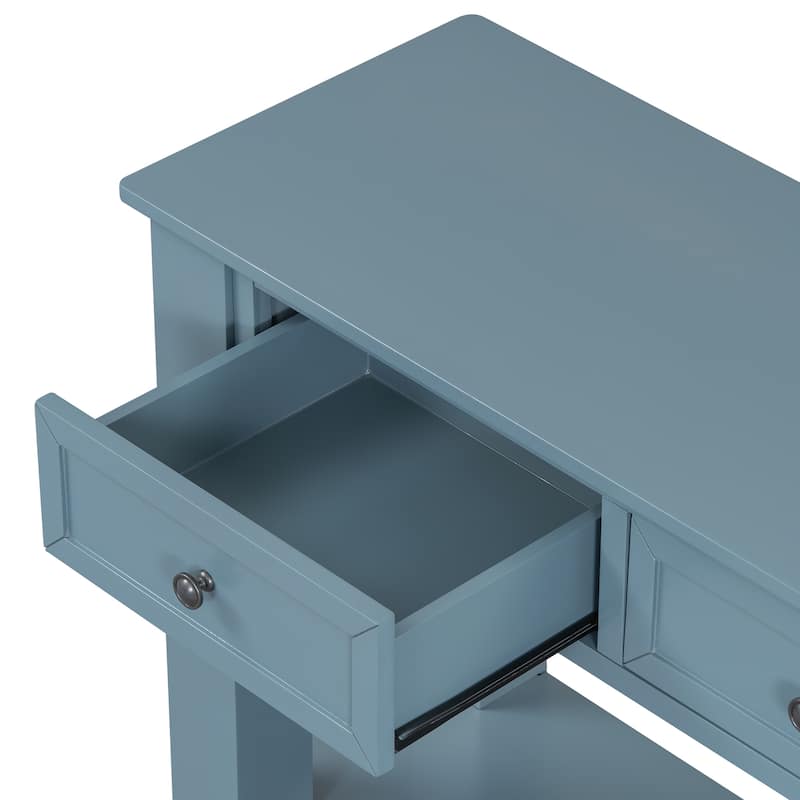 55.4" Modern Entryway Console Table With Three Storage Drawers,Sideboard With Poplar Legs And Metal Handles,Narrow Sofa Table