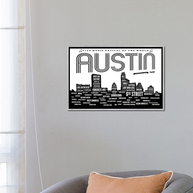 iCanvas "Austin Neighborhoods" by Benton Park Prints Framed