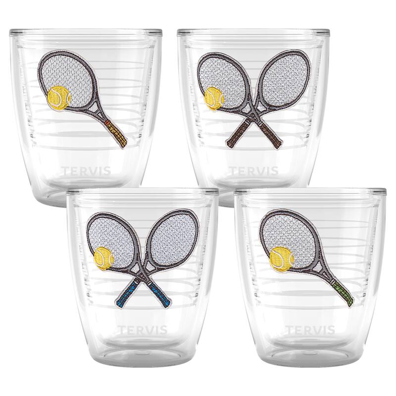 Tervis Tennis Clay Court Collection Made in USA Double Walled Insulated Travel Tumbler, Assorted - 12oz - 4pk - 12oz - 4pk