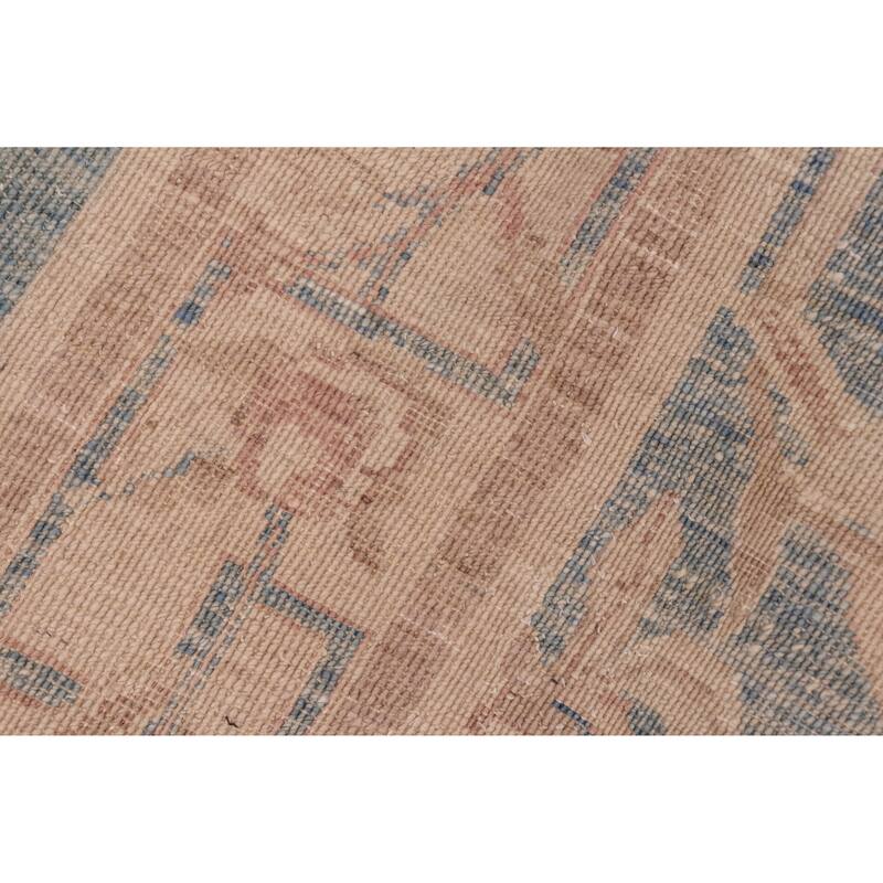 Hexagonal Trellis Floral Hand-Knotted Wool Area Rug