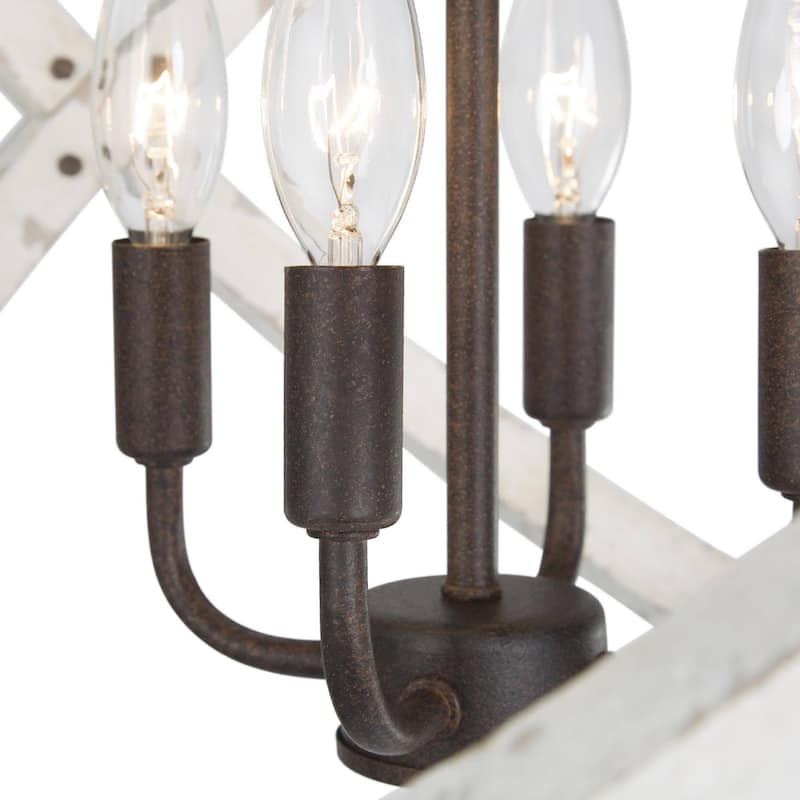 Loby Farmhouse 4-light Large Orb Solid Wood Chandelier Traditional Globe Dining Room Light