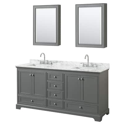 Wyndham Collection Deborah 72" Free Standing Double Vanity Set with