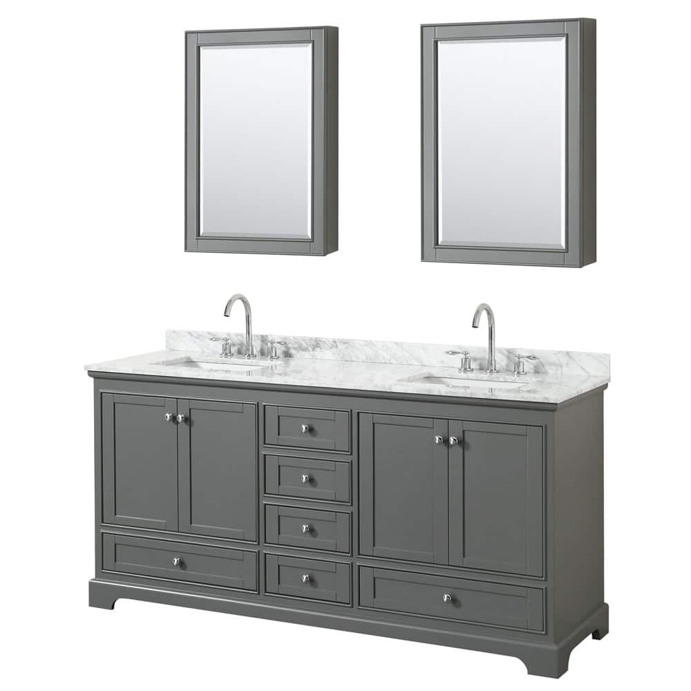 Wyndham Collection Deborah 72" Free Standing Double Vanity Set with