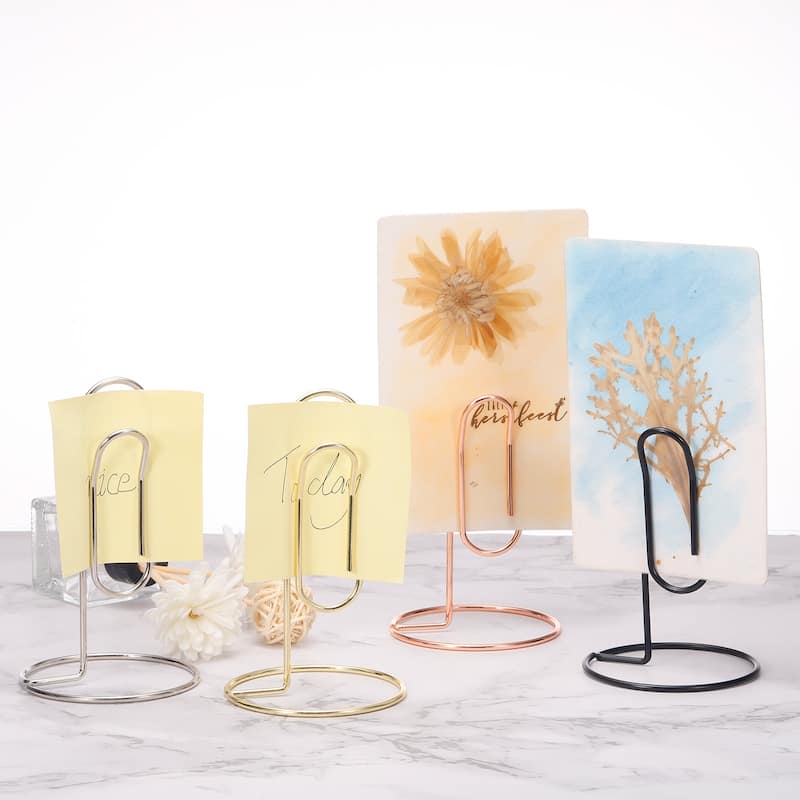 Place Card Holder, 4 Pack Memo Clip Holder Stand Paper Clip Shape