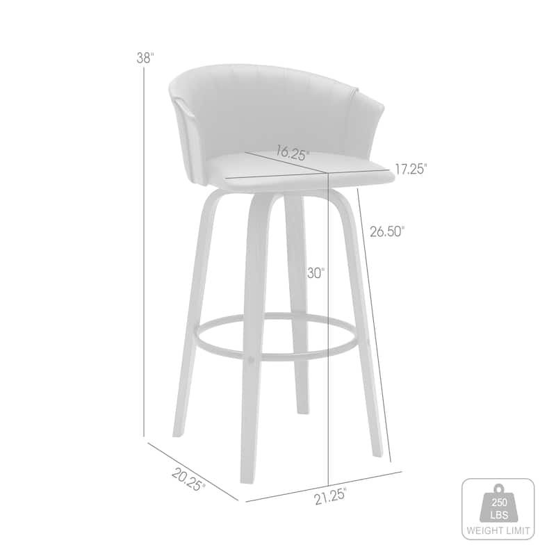 Diana Upholstered Wood Bar or Counter Height Swivel Stool
