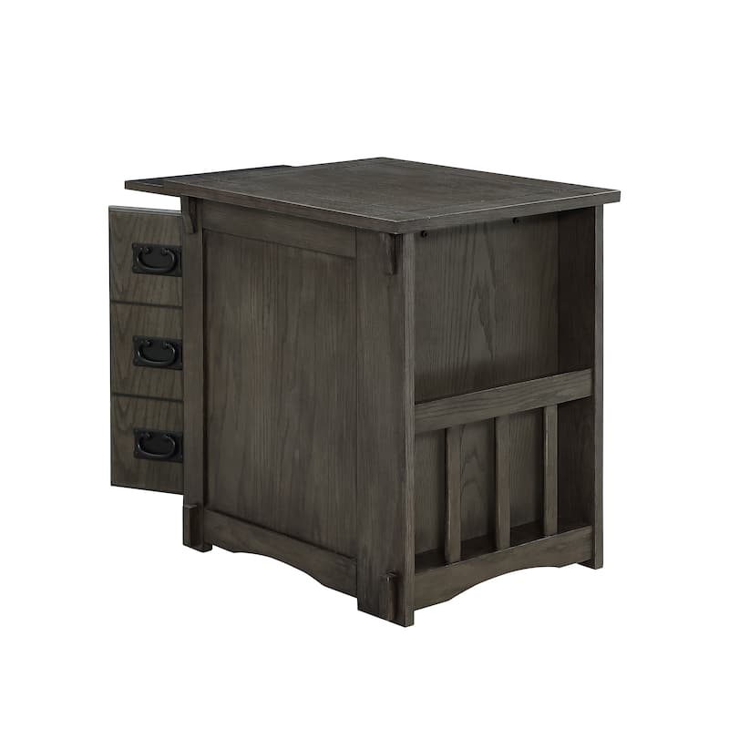 Linon Derek Side Table with Storage Grey