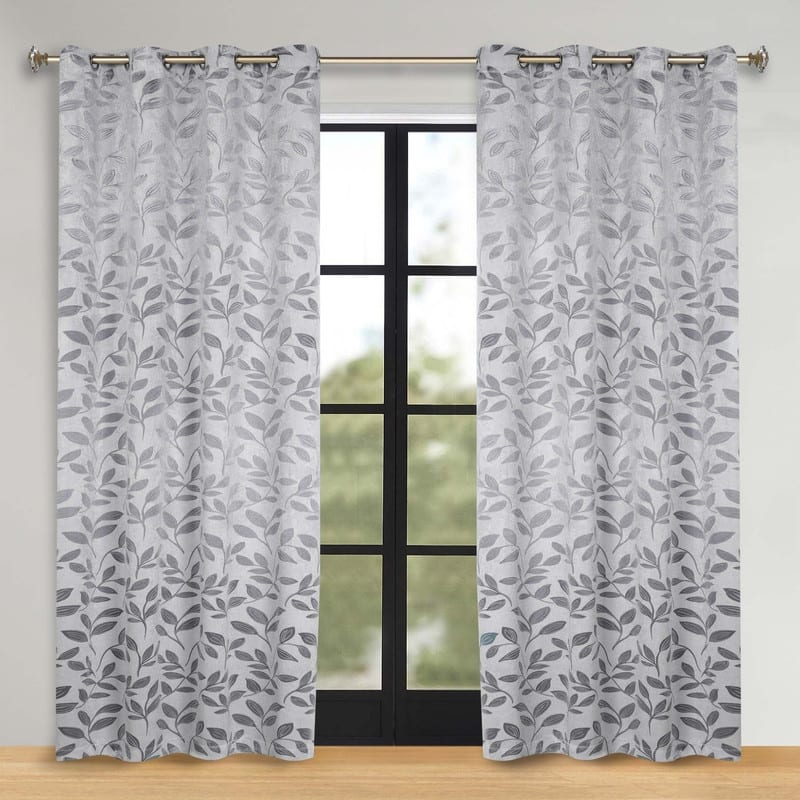Superior Modern Bohemian Leaves Room Darkening Curtains with Grommets