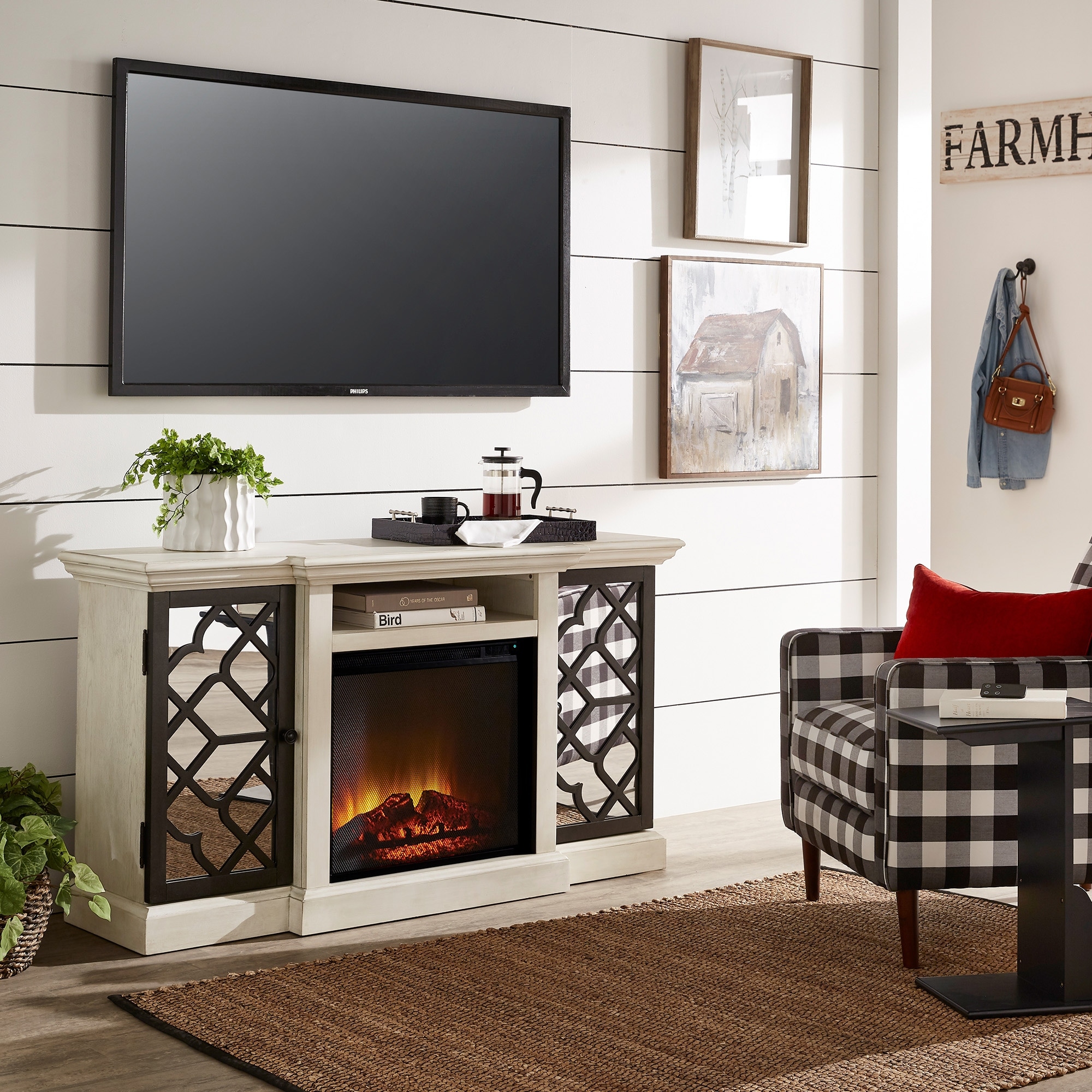 Zurich Wood Black Metal Electric Fireplace by iNSPIRE Q Modern - On Sale -  Bed Bath u0026 Beyond - 32759656