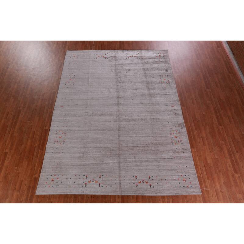 Hand Knotted Oriental 100% Wool Carpet Tribal Tribal Beige & Ivories Gabbeh Area Rug - 12' 4'' X 9' 0''