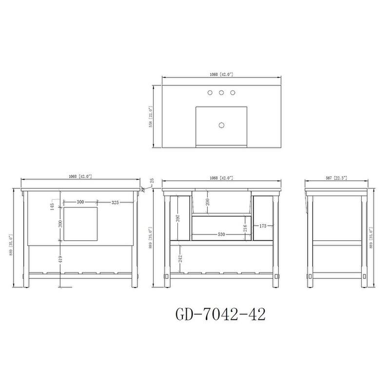 42-Inches Kendia Farmhouse Sink Bathroom Vanity