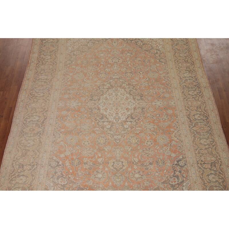 Traditional Kashan Persian Rug Hand-knotted Vintage Wool Carpet - 8'4" x 11'5"