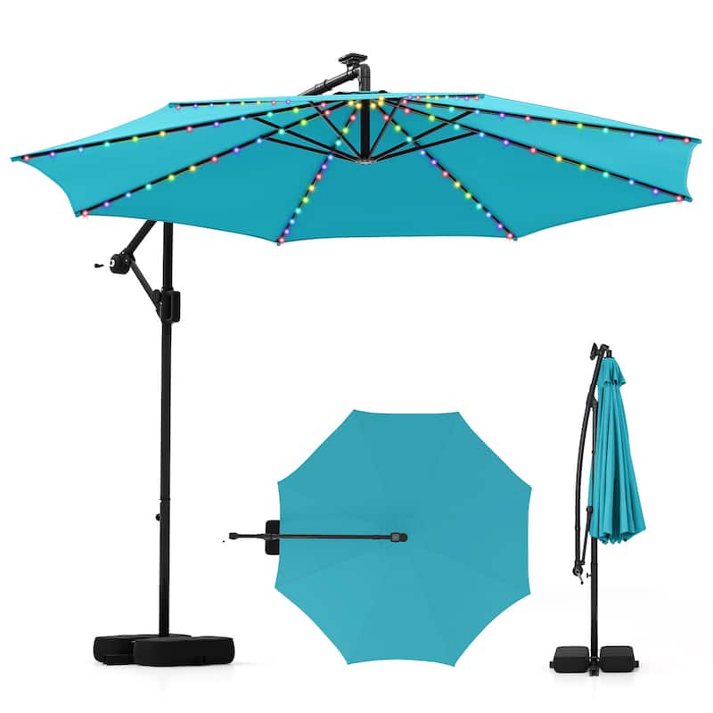 10 FT Offset Hanging Umbrella Outdoor Patio Cantilever Umbrella - Turquoise
