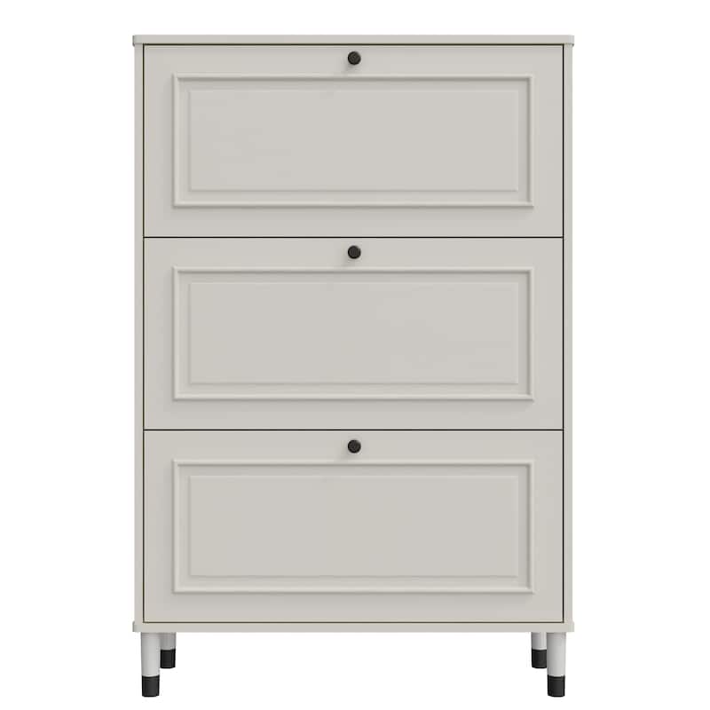 Entryway Shoe Cabinet with 3 Flip Drawers - Narrow, Freestanding Organizer with Legs‌.