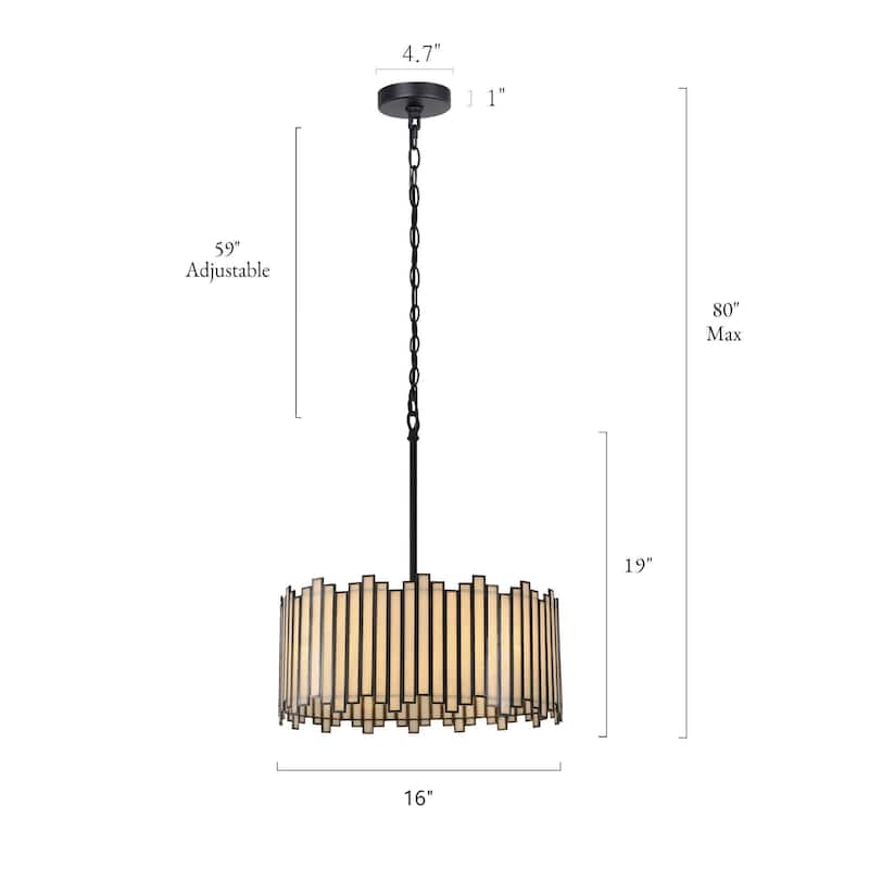 Tifany Modern Gold 4-Light Drum Chandelier Colored Glass Lights for Kitchen Island Bedroom
