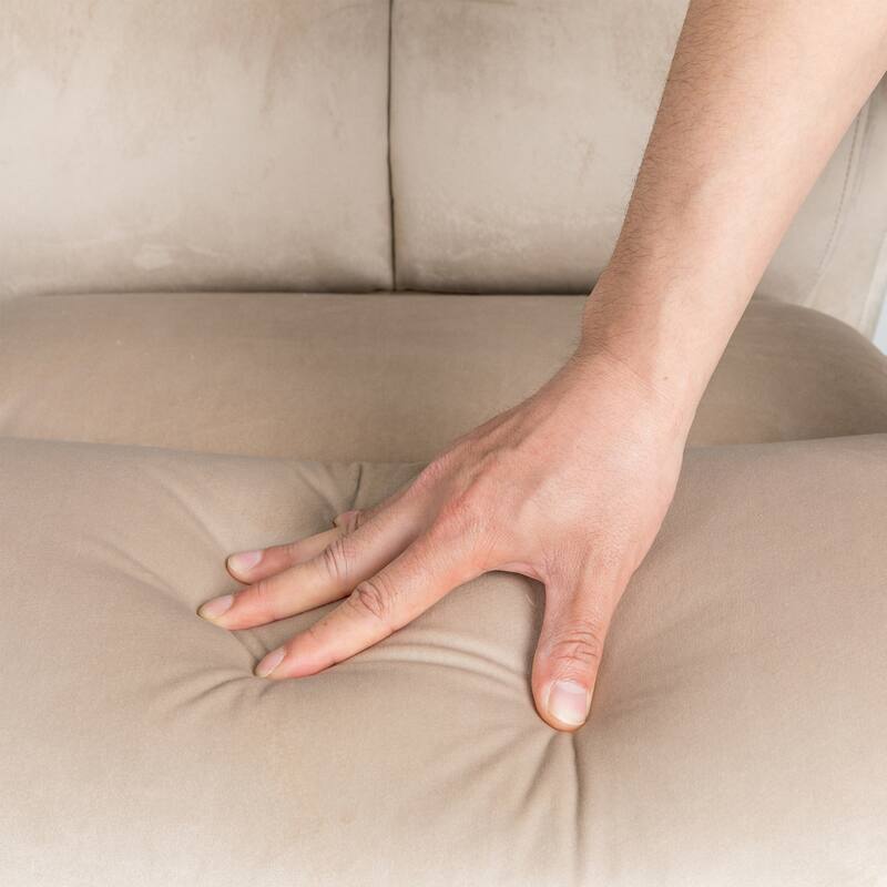 Glitzhome Beige Velvet High Back Adjustable Swivel Ergonomic Desk Office Chair