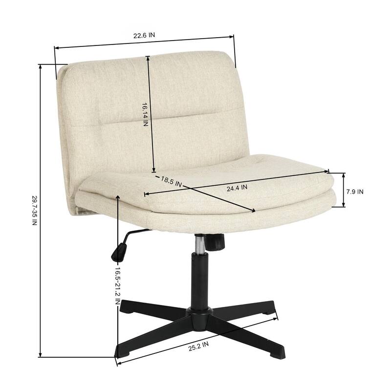HomyLin Swivel Armless Office Desk Chair, Modern Fabric Padded Vanity Chair
