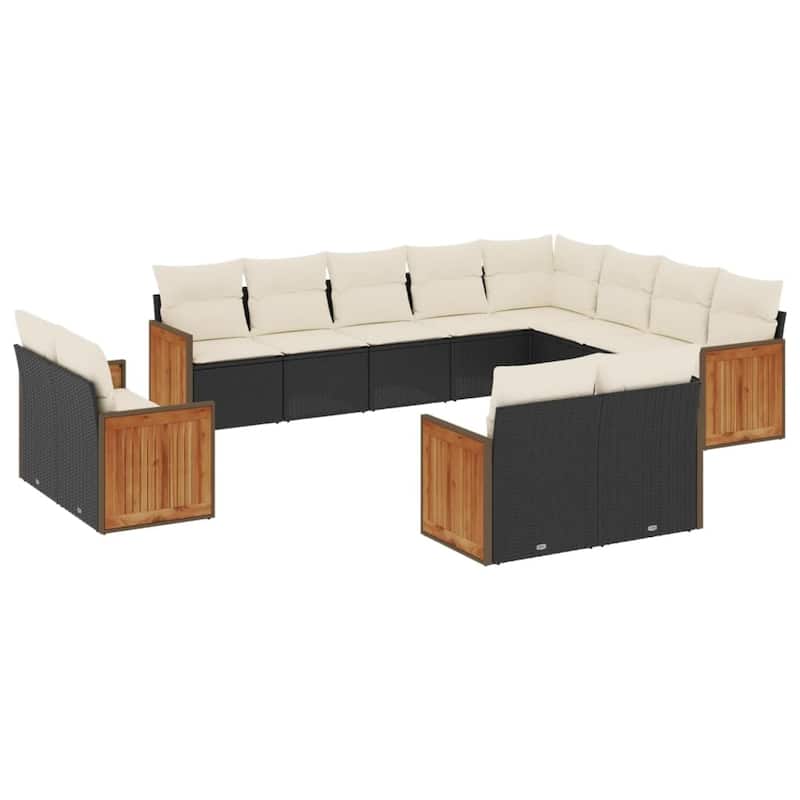 vidaXL Patio Sofa Set with Cushions Outdoor Conversation Furniture Poly Rattan