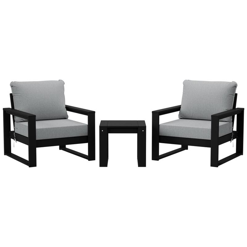 Endless Patio Sectional 3-Piece Deep Seating Set with Black Frame - Light Gray