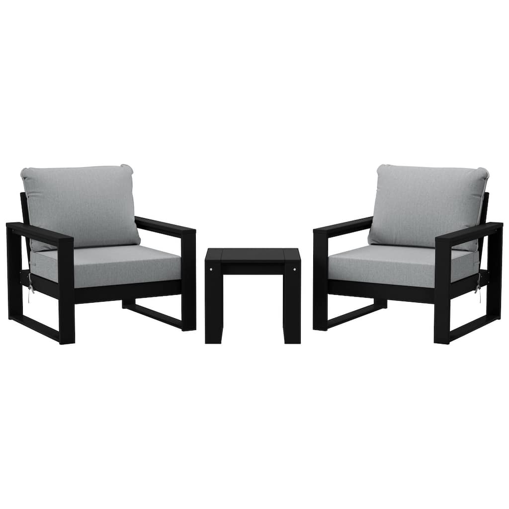 Endless Patio Sectional 3-Piece Deep Seating Set with Black Frame